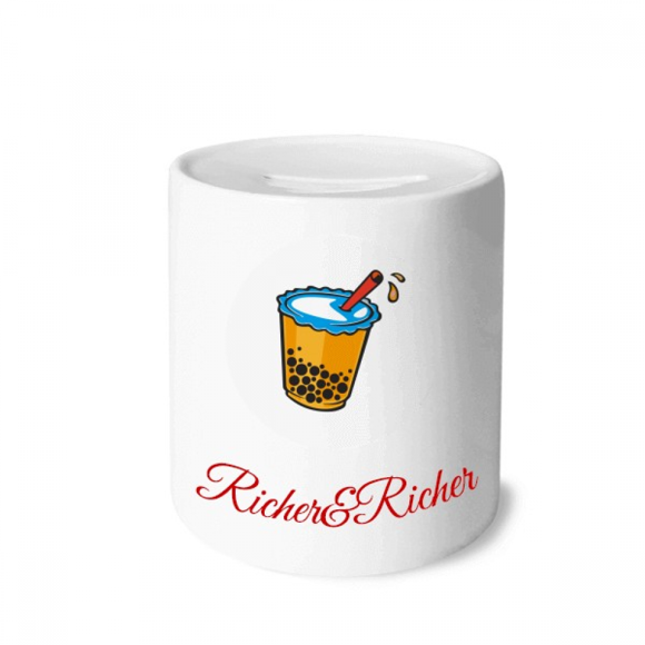 Hand Drawn Milk Tea Tempting Attract Rich and Rich Bank Saving Box Coin