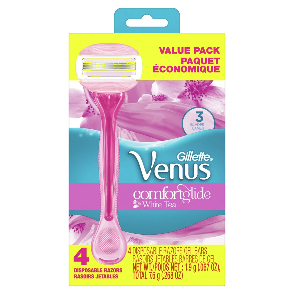 Gillette Venus ComfortGlide Womens Disposable Razors, White Tea, 4 ct
