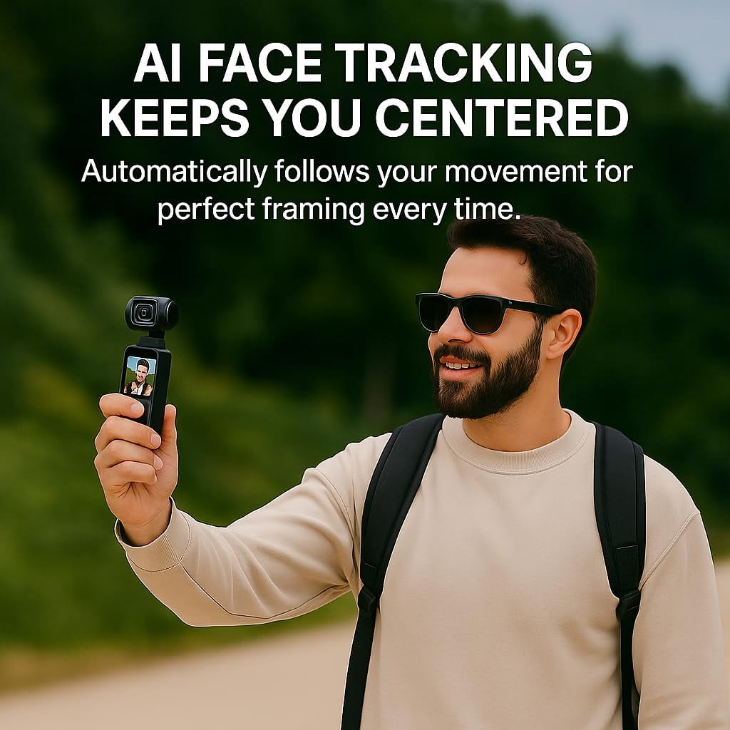 Acuvar 4K Dual Camera Pocket Camera With 3 Axis Gimbal Stabilizer, Vlogging Camera With WiFi, Face Tracking, 270° Rotation And 64GB Card