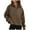 Brown, variant on IROINNID Hoodie Jacket for Women Casual Zipper Closure Long Sleeve Solid Basic Jacket Sport Loose Coat All-match Hoodie Jacket,White