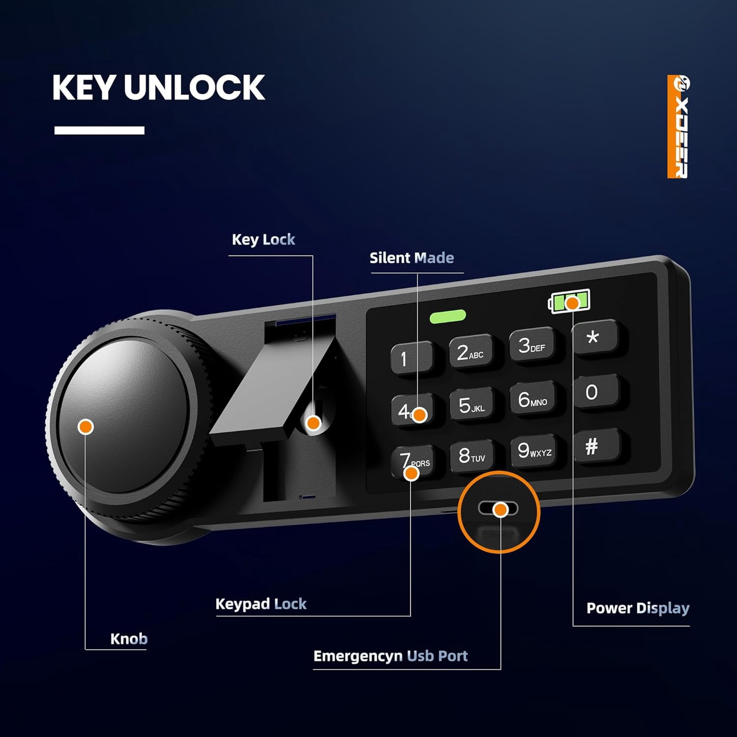 XDeer CS42E Lock Home Safe Box - (1.69 Cubic Feet) with Electronic Digital Keypad, Steel Construction for Money, Guns, Document Safe, and Personal Items - Secure Storage at Home or Office