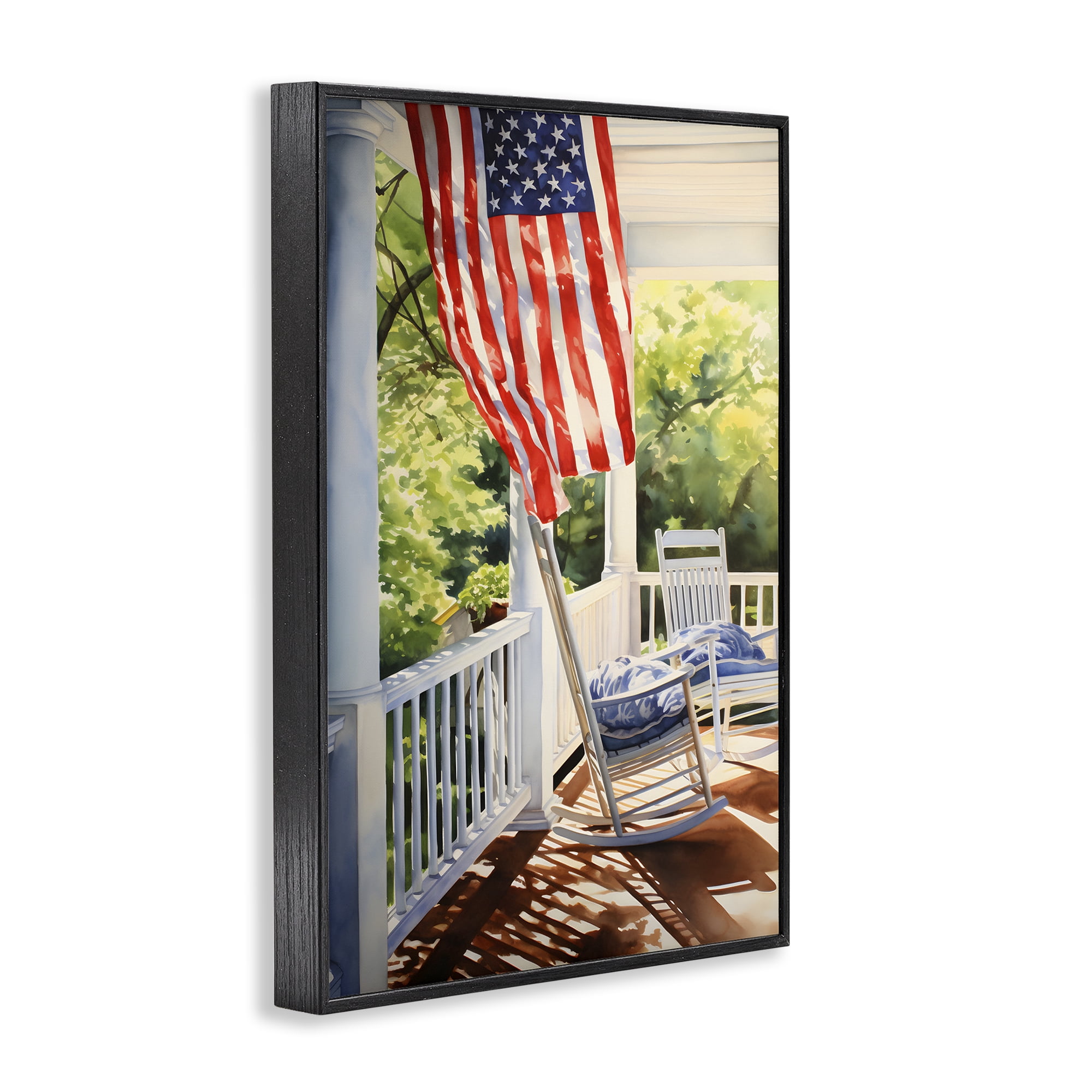 Stupell Industries Vintage American Porch Scenery Painting Black Framed Art Print Wall Art, 16 x 24