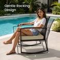 thumbnail image 3 of Rocking Patio Bistro Sets - All-Weather - 3 Piece Rattan Conversation Furniture Set, Wicker Outdoor Front Porch Chair for Balcony, Porch, Garden, Backyard, Poolside,Beige, 3 of 8