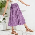 thumbnail image 4 of GiLiling Jupes pour Filles, Jupe Midi Évasée Imprimée avec Taille Élastique, Jupe Longue Décontractée Fluide en Rayonne Style Robe pour l'Été (Violet, 13-14 Ans), 4 of 9