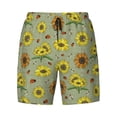 thumbnail image 4 of Lsque Mens Swim Trunks Sage Green With Sunflowers Pattern - Bathing Suit Compression Liner - Beach Swim Shorts Swimwear - (S-3XL) - Stretch Quick Dry -, 4 of 9