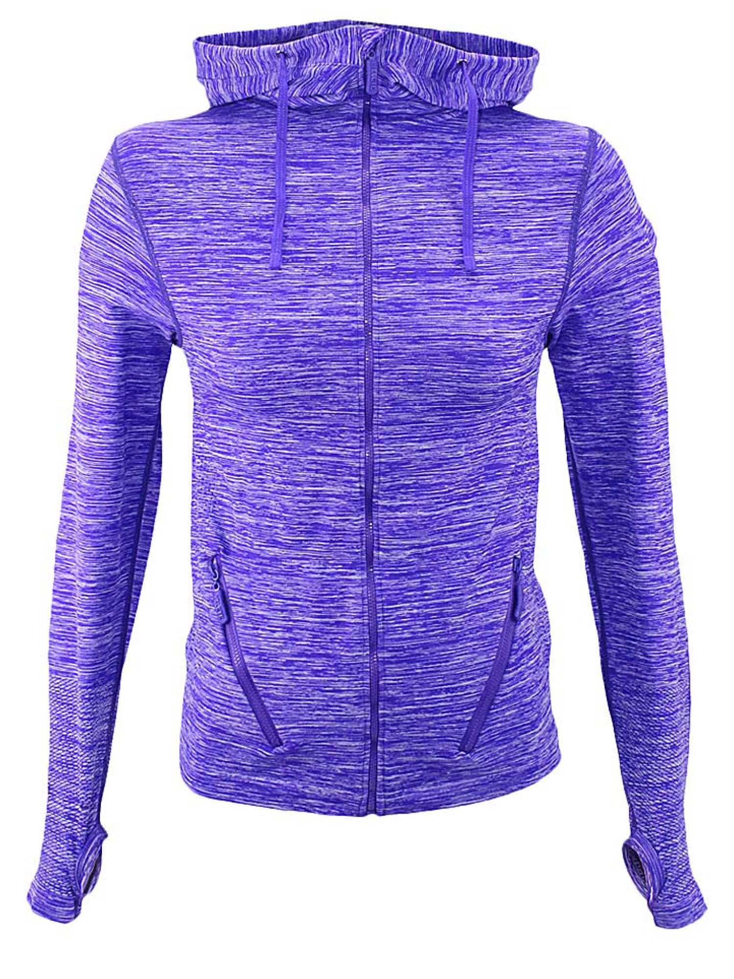 Purple Gray Zip-Up Marled Athletic Jacket Yoga Hoodie Size Medium/Large ...