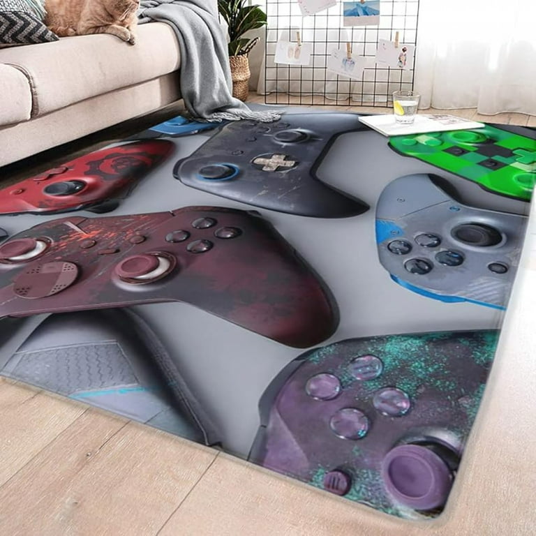 Neon videogame 3d tapijt, gaming vloermat voor jongenskamer, flanel