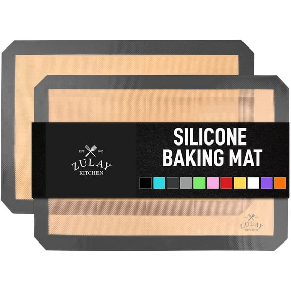 Silicone Baking Mat Set – 2-Pack 16.5″ × 11.6″ Reusable Non-Stick Sheets, Food-Safe, Heat-Resistant up to 250°F Perfect for Cookies, Pastries & Oven Use (Dark Gray)
