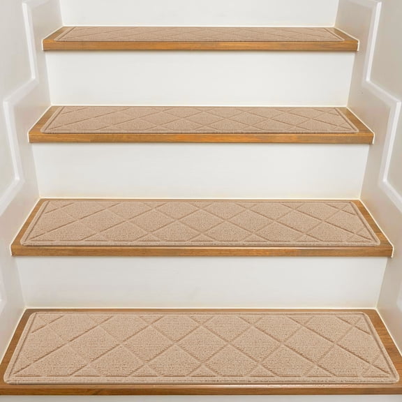 MOONORAH Stair Treads for Wooden Steps Indoor, Non Slip Reusable Staircase Step Soft Carpet Rugs, 15 Pack 30 X 8 Stair Runners for Kids Elders and Pets Dogs