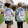 thumbnail image 5 of Xixirimido Custom Name 17" Large Capacity Backpack for Kids Elementary Bookbag Middle High School Bag for Girls Multi Pockets Rucksack, Cartoon Axolotl Colorful Clouds Print, 5 of 8