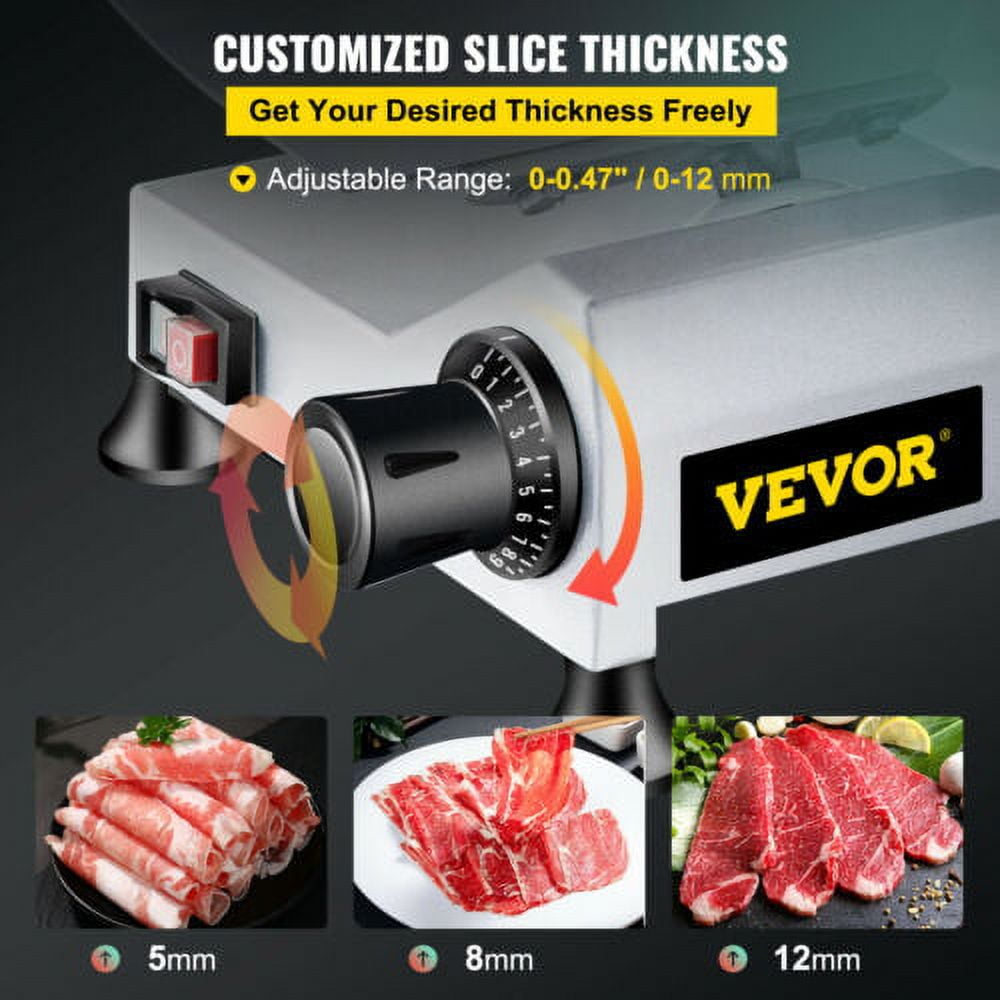 VEVOR Commercial Meat Slicer,10 inch Electric Food Slicer 240W Frozen Meat Deli Slicer Semi-Auto Meat Slicer for Commercial and Home Use