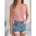 thumbnail image 6 of Womens V Neck Tank Tops 2025 Sleeveless Knit Shirts Summer Casual Sweater Vest Pink M, 6 of 9