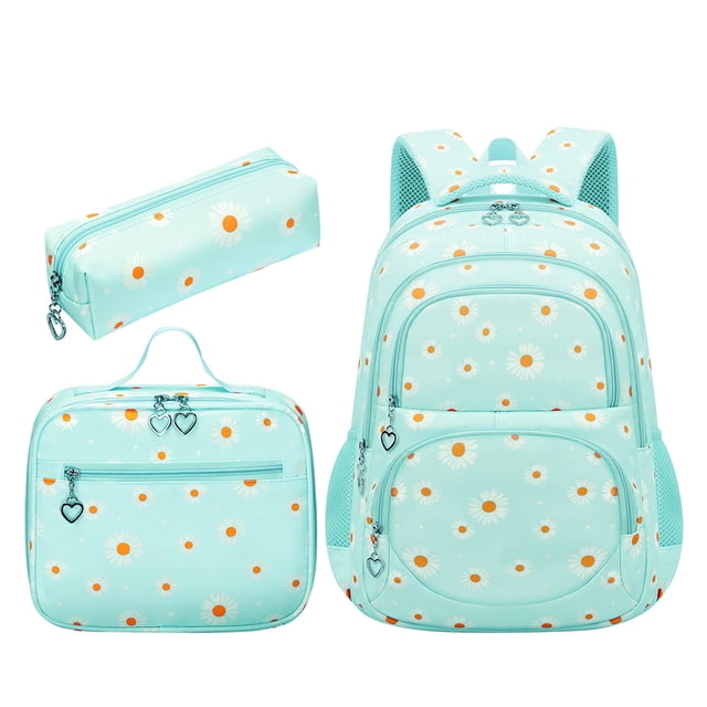 Conjunto de mochila de margaritas mochila de viaje Floral bolsa de viaje al aire libre de gran capacidad 3 uds.