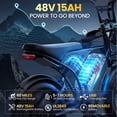 thumbnail image 5 of TakeMov Electric Bike for Adults, 750W Motor, 60 Miles, 20"x4" Fat Tire Off-Road Ebike, 48V/15Ah, 7-Speed, E Mountain Bike, NFC Unlock, UL2849, 5 of 11