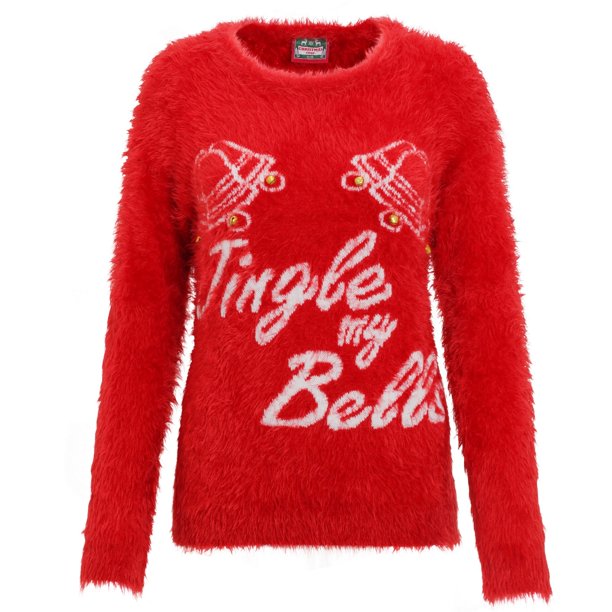 Christmas Shop - Jersey Jingle My Bells 3D de Punto para Mujer (Rojo)