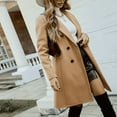 thumbnail image 5 of VIWORLD Women's Mid-Length Wool Style Coat - Double-Breasted Notch Lapel with Functional Pockets Khaki，S, 5 of 7