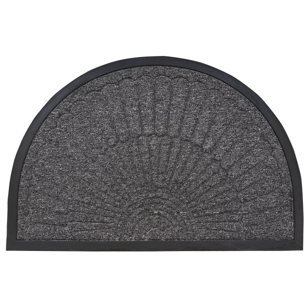 Superio Grey Shell Half Round Coir Doormat Indoor and Outdoor Entry