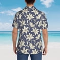 thumbnail image 6 of Balery Lilies Flowers Print Men's Hawaiian Shirts Short Sleeve Beach Shirt Relaxed Fit Vacation Button Down Shirts-Small, 6 of 9