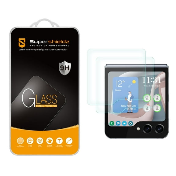 (2 Pack) Supershieldz Designed for Samsung Galaxy Z Flip 5 / Z Flip 6 (Front Screen Only) Tempered Glass Screen Protector, Anti Scratch, Bubble Free