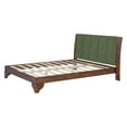 thumbnail image 3 of Christopher Knight Home Premium Pine Wood Queen Bed Frame with Headboard, Mid-Century Modern Design, Walnut+Green, 3 of 10