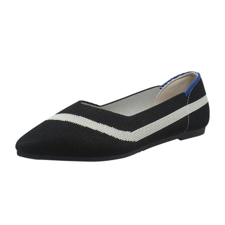 

Mackneog Ladies Mesh Breathable Shallow Mouth Shoes Pointed Toe Flat Colorblock Casual Shoes Gift on Clearance