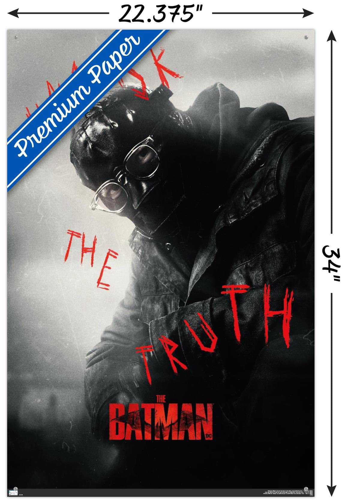 DC Comics Movie The Batman - Edward Nashton A.K.A. The Riddler One Sheet Wall Poster with Pushpins, 22.375" x 34"