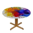 thumbnail image 3 of PIKWEEK Tablecloth Round Table Cover Orange Color Multicolored Watercolor Blot White, 3 of 8