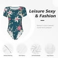 thumbnail image 6 of Naloa Lilies Flowers Women's Short-Sleeved Onesie, One-Piece Swimsuit for Parties, dates, clubs - Large, 6 of 9