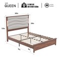 thumbnail image 3 of Queen Size Bed Frame with 53.15" Tall Linen Upholstered Headboard, Wooden Bed Frame with Charging Station and LED Lights, No Box Spring Needed, Easy Assembly, 3 of 7