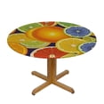 thumbnail image 3 of HAOXIT Small Round Tablecloth, Abstract Washable Polyester Table Cloth for, Colorful Orange Tropical Fruit Rainbow Color, Fit Round Tables, for /Parties/Home, Yellow Blue Green 42-46, 3 of 8