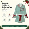 thumbnail image 6 of 2026 Christmas Pajamas for Women Bow Tie Button Up Top and Ruffle Shorts 2 Piece Silk Satin Pjs Y2k Cute Sleepwear, 6 of 6
