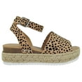 thumbnail image 2 of Soda Women Wedge Sandals Open Toe Ankle Strap Flatform Espadrilles Trim Platform Topic-S Dot Leopard Cheetah 7.5, 2 of 3