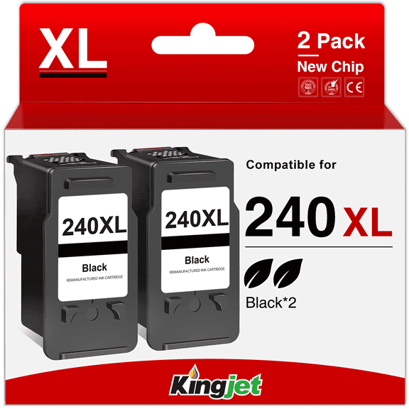 240XL Black Ink Cartridge for Canon 240 Ink for PIXMA MG3620 MG3600 MX472 TS5120 Printer (2 Black)