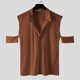 thumbnail image 3 of INCERUN Tops 2024 estilo coreano guapos hombres de punto camisetas con hombros descubiertos casual sólido cuello alto manga corta camiseta S-5XL, 3 of 5