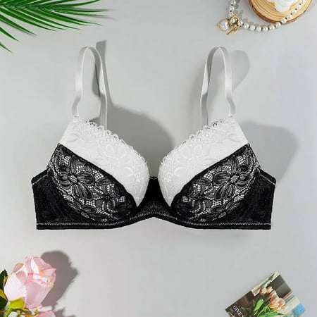 ALLLIST Womens Bras Push up Lace No Underwire Bralette Black Soft Color Block Plunge Women s Lingerie Size S-XL