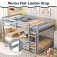 thumbnail image 6 of UHOMEPRO Twin Over Twin Bunk Bed for Kids, Solid Wood Low Floor Bunk Bed with Safety Rail and Ladder, Heavy Duty Kids Bunk Bed, Space-Saving Bed Frame for Bedroom, Gray, 6 of 13