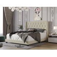 thumbnail image 5 of Home Design Brady Twin Tufted Wingback Upholstered Panel Bed Frame, Beige Polyester Blend, 5 of 7