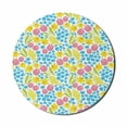 thumbnail image 1 of Floral Mouse Pad for Computers, Illustration of Springtime Meadow with Flowers Daffodils Tulips Mimosas, Round Non-Slip Thick Rubber Modern Mousepad, 8" Round, White and Multicolor, by Ambesonne, 1 of 2