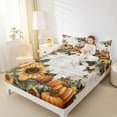 thumbnail image 4 of Manfei Orange Pumpkin Queen Sheet Sets, Rustic Sunflower Bed Sheets Queen, Fall Harvest Bedding Sets Queen Size, Lightweight Room Decorative, 4pcs, 4 of 7