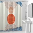 thumbnail image 2 of Orange Circle Shower Curtain, Blue Brown Line Sun Modern Abstract Beige Waterproof Shower Curtain Set with 12 Hooks Lightweight Bath Curtains Fabric Bathroom Decor 72x78 Inches, 2 of 9
