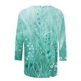 thumbnail image 4 of CYMMPU Summer Trendy Shirts 3/4 Sleeve Blouses for Women Dressy Casual Floral Pattern Round Neck Tunic Tops Spring Tops Loose Fit Lightweight Basic Tees M, 4 of 5
