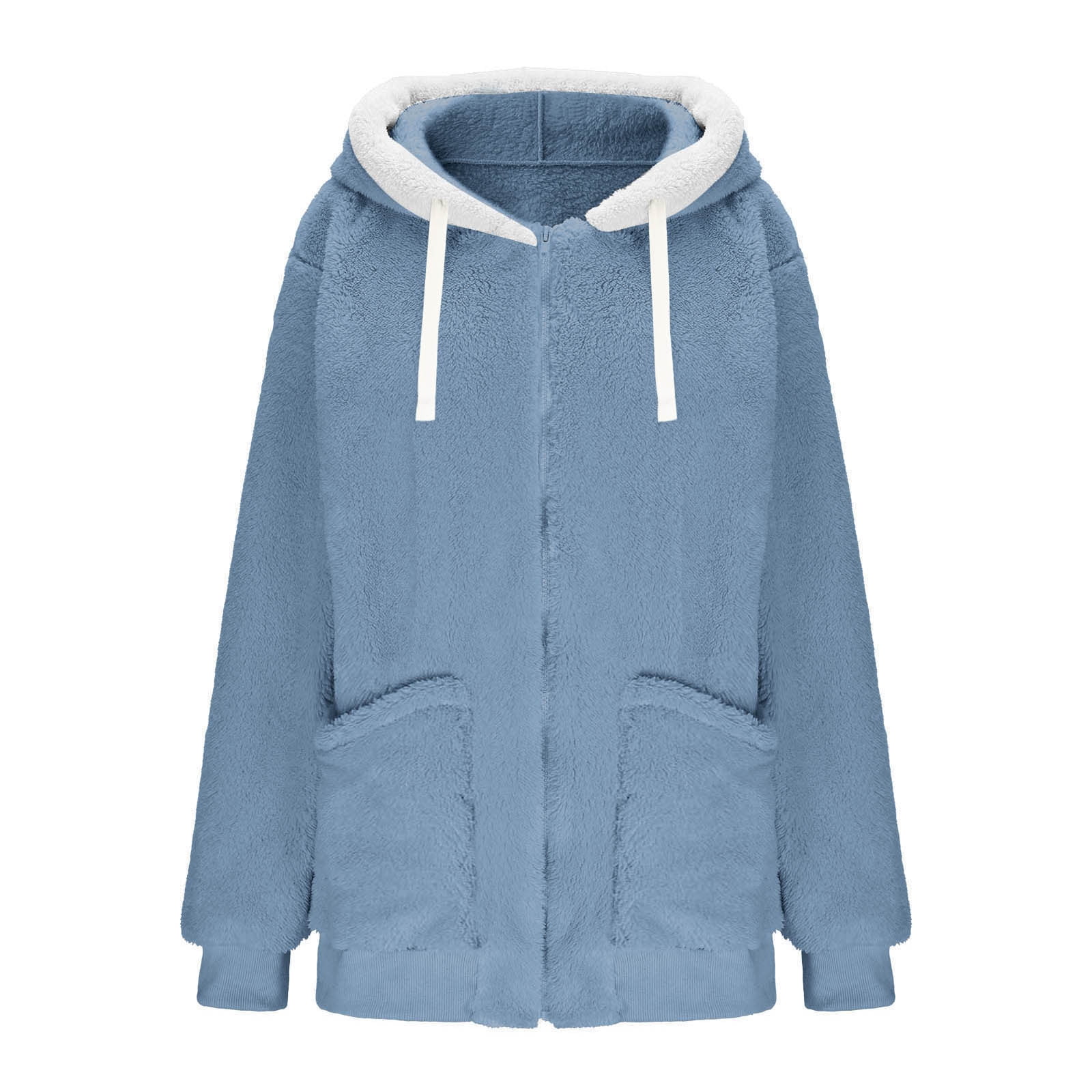 Sherpa Fleece Hoodies for Women Fuzzy Oversized Zip up Hoodie with Pockets Casual Warm Pullover Hooded Sweatshirts