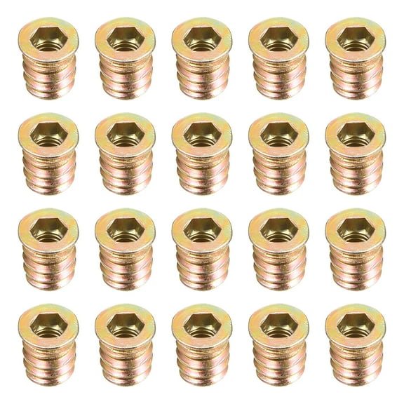 M6x13mm Threaded Insert Nuts Carbon Steel Zinc Plated 20 Pack
