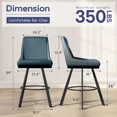 thumbnail image 2 of iooHug Bar Stools Set of 2, 26" Counter Height Bar Stools, Upholstered Swivel Barstools with Backs, Loop Yarn Fabric&Pu Leather, Metal Legs for Kitchen Island, Blue, 2 of 7