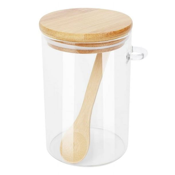 Recipiente hermético transparente para almacenar alimentos con tapa y cuchara para conservar té, sal, azúcar y granos de café
