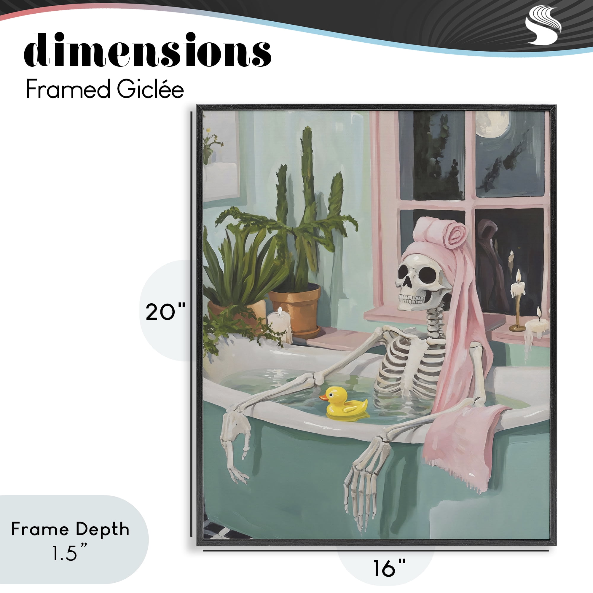 Stupell Industries Midnight Soak Skeleton Black Framed Giclee Art, design by The Prints Vibe