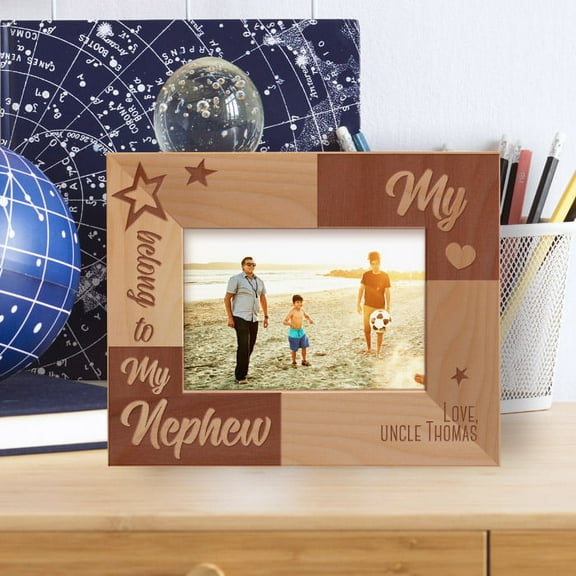 My Nephew Personalized Wooden Frame-5" x 3 1/2" Brown Horizontal