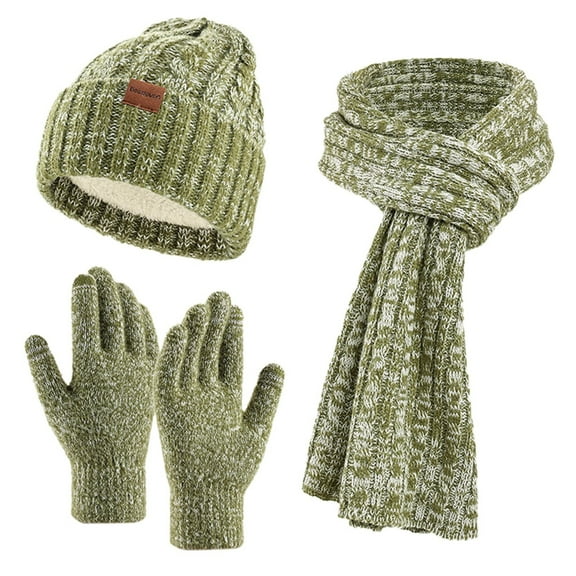 2024 Winter Men's and Women's Matching Style Knitted Hat Thick Warm Scarf and Glove Set for Cold Weather