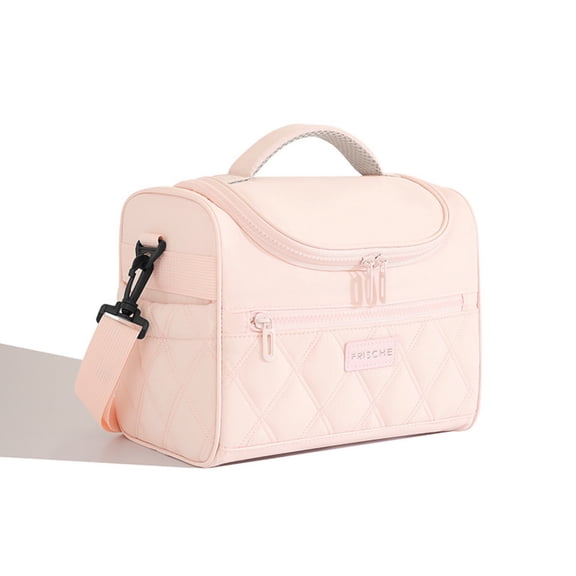 Insulated Lunch Box for Women, Polyester Reusable Lunch Bags, Cute Pink Lunch Cooler for Work Picnic Travel