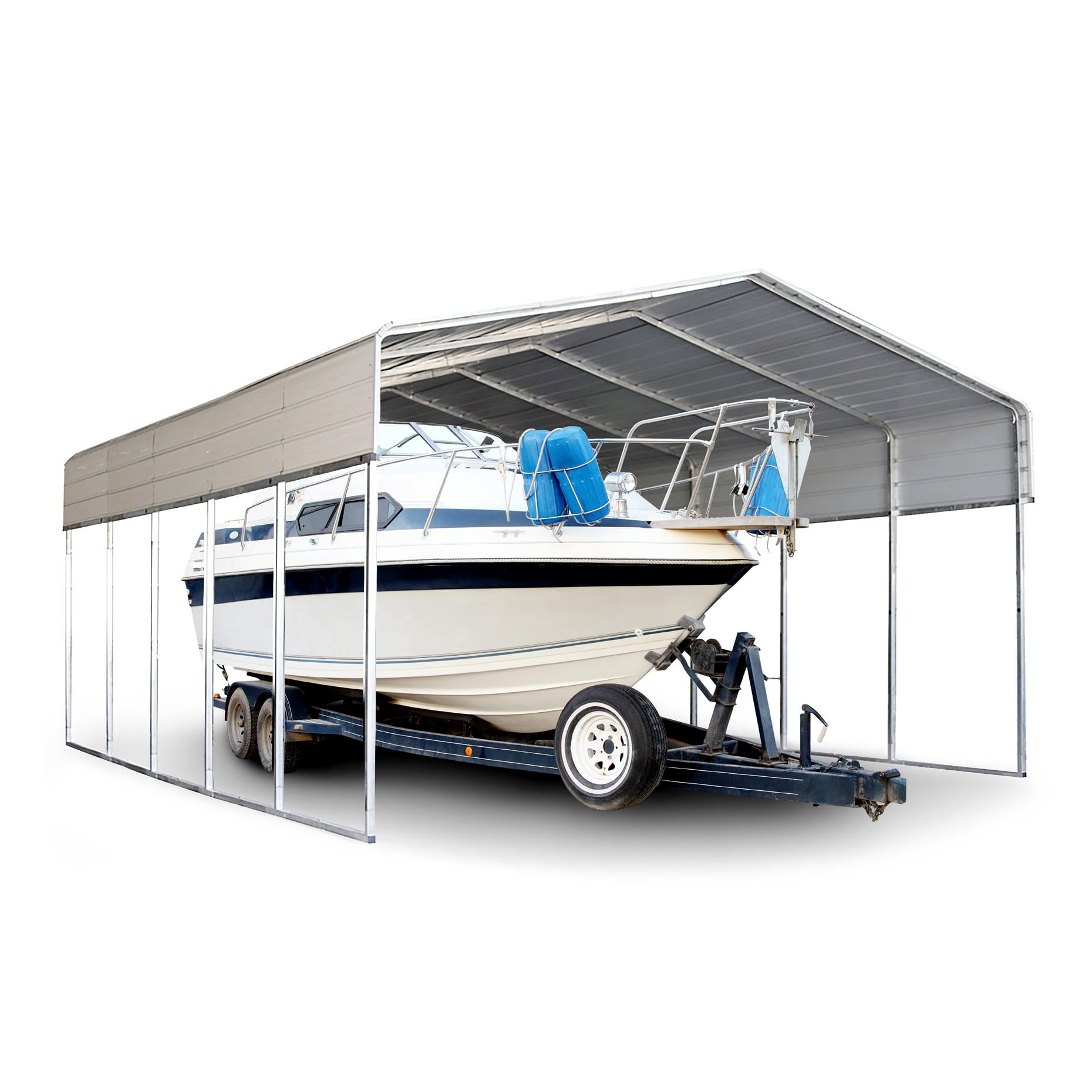 ALEKO Galvanized Steel Carport Canopy Shelter 12W x 30L x 10H ft Grey Color